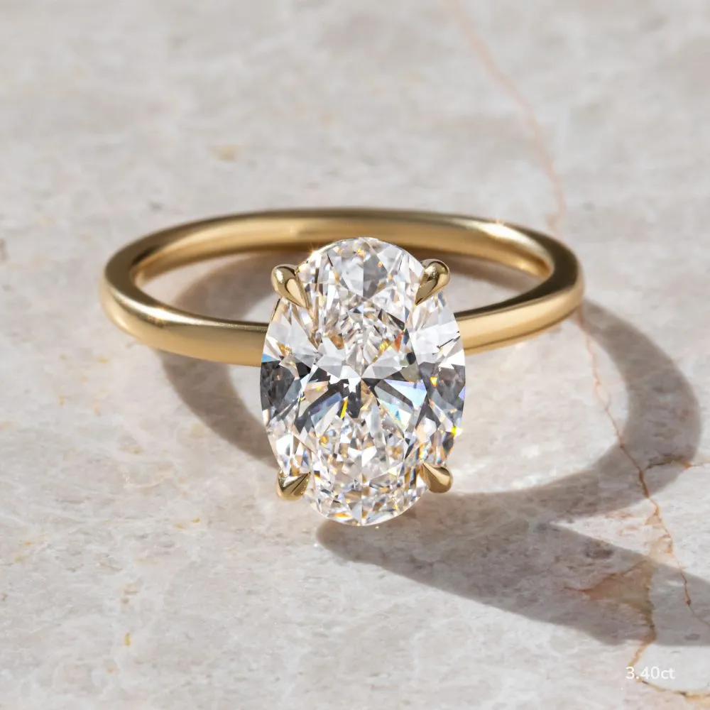 2.10 - 3.40 CT Oval Moissanite Solitaire Engagement Ring