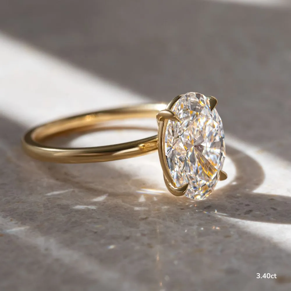 2.10 - 3.40 CT Oval Moissanite Solitaire Engagement Ring