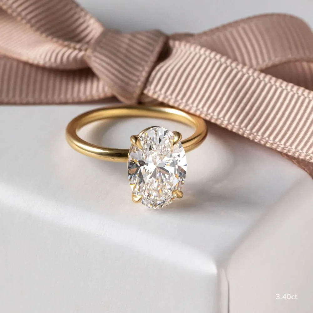 2.10 - 3.40 CT Oval Moissanite Solitaire Engagement Ring
