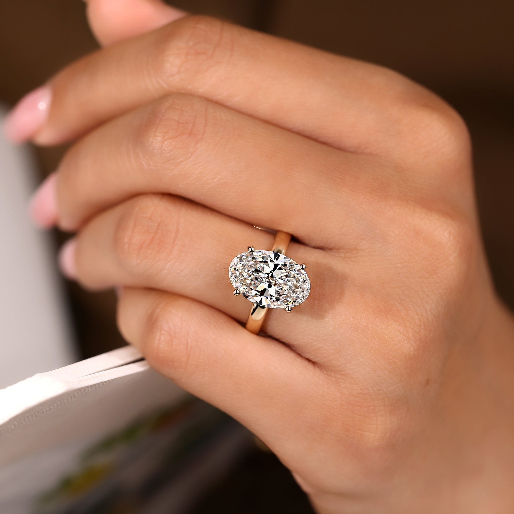 5 - 10 Carat Oval Cut Diamond Hidden Halo Engagement Ring