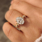 Nature Inspired Oval Diamond Ring in Leaf Style Prong