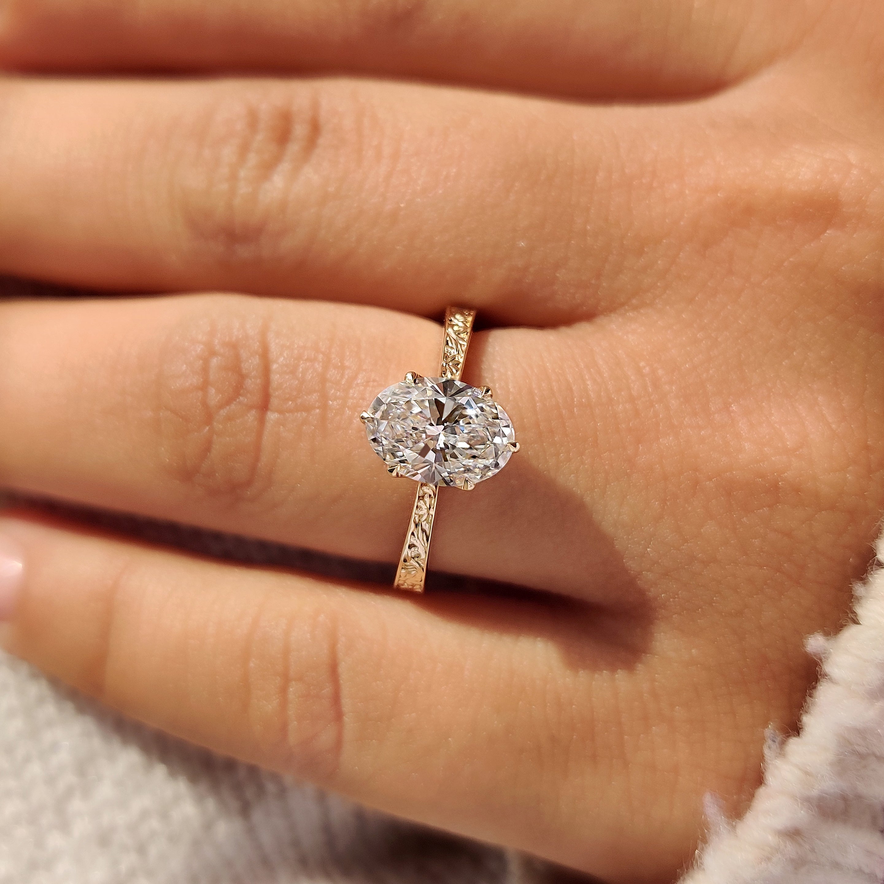 Oval Diamond Ring with Solitaire Setting Secondary image