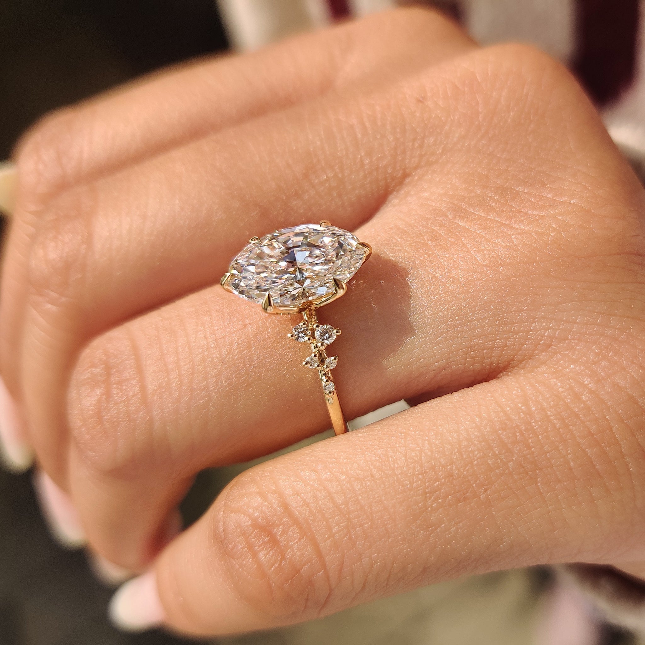 Oval Diamond Ring With Round Side Stones Secondary image