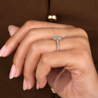Oval Diamond Ring - Hexagon Halo Style