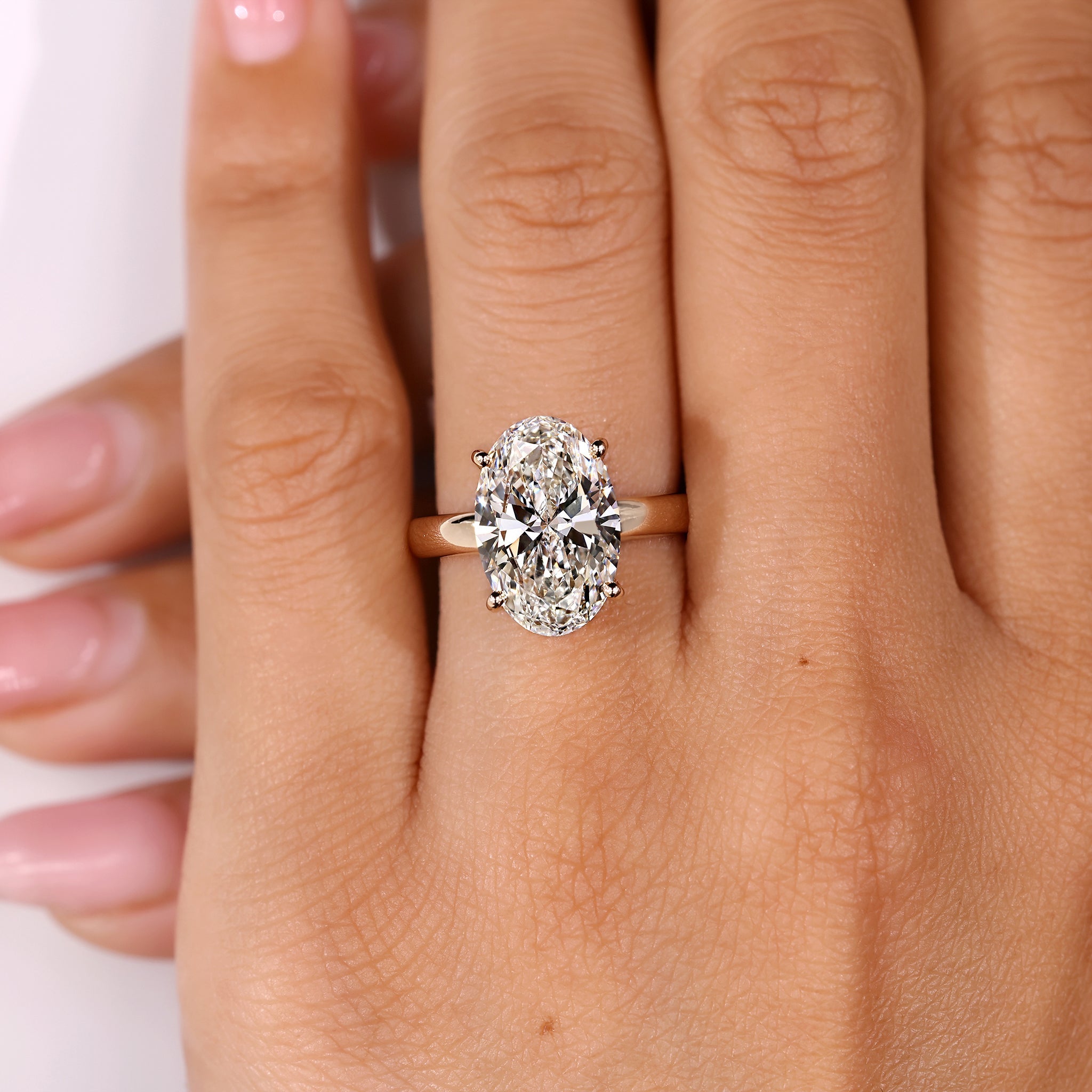 5 - 10 Carat Oval Cut Diamond Hidden Halo Engagement Ring