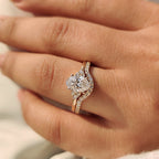 Oval Engagement Ring with Wedding Band in Half Eternity Style