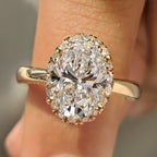 Oval Cut Diamond Ring in Round Cut Diamond Basket Setting