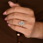 5 - 10 Carat Oval Cut Diamond Hidden Halo Engagement Ring