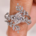 Oval Engagement Ring with Wedding Band in Nature Inspired Style