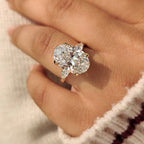 Oval Diamond Three Stone Engagement Ring With Pear Side Stone