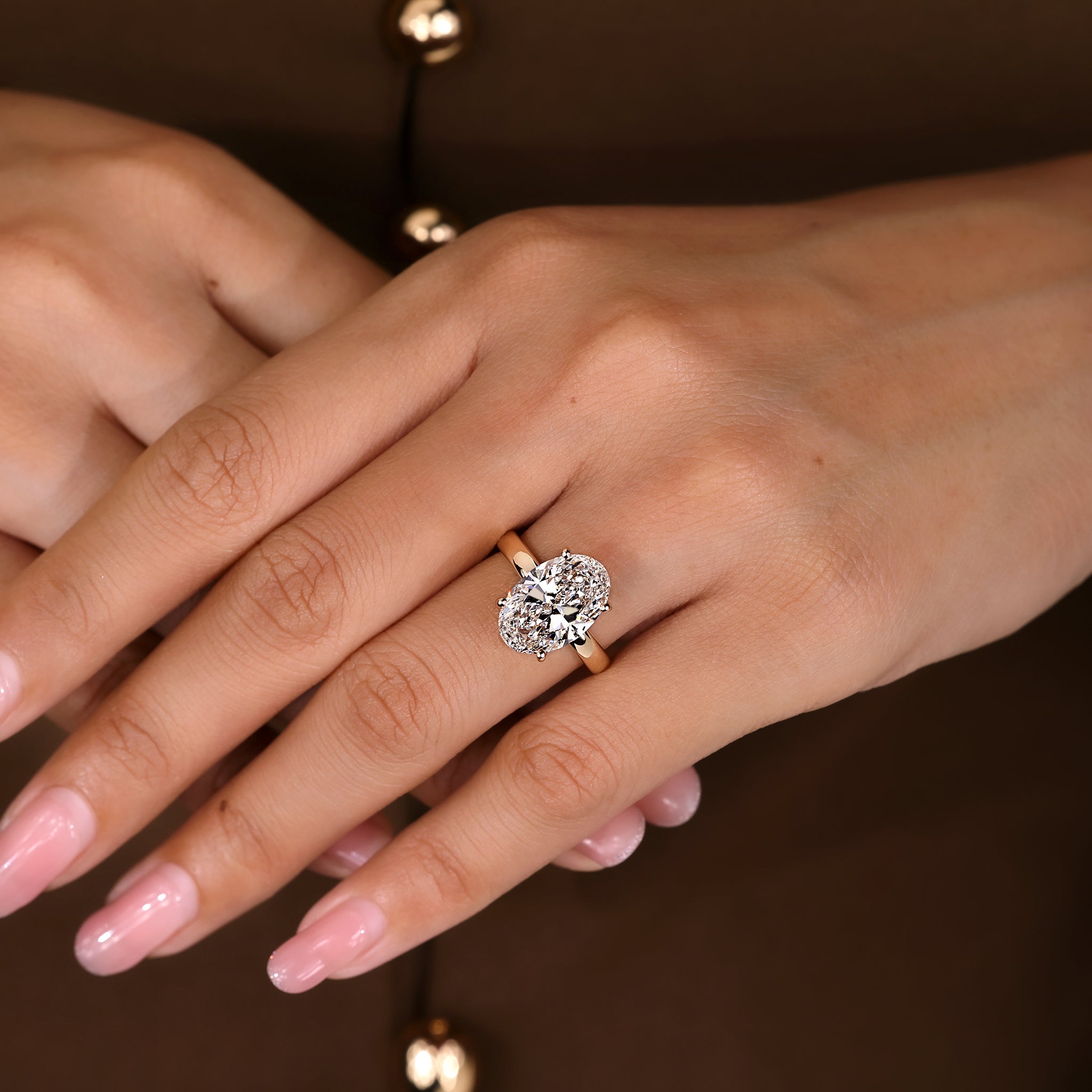 5 - 10 Carat Oval Cut Diamond Hidden Halo Engagement Ring