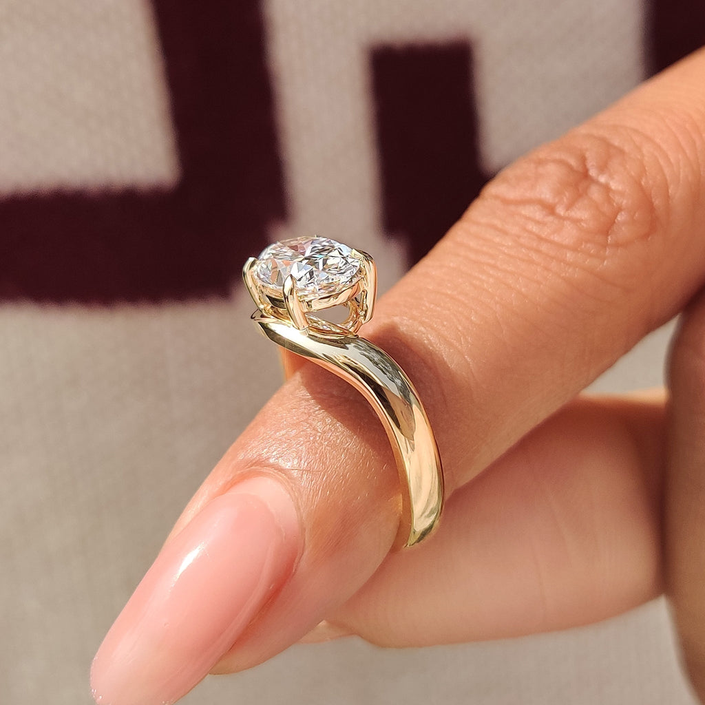 Solitaire Oval Cut Diamond Ring in East to West Setting