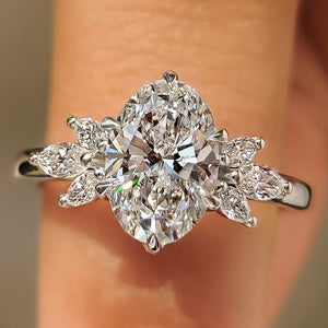 Oval Cut Diamond Ring With Side Stone Style In Muse Setting