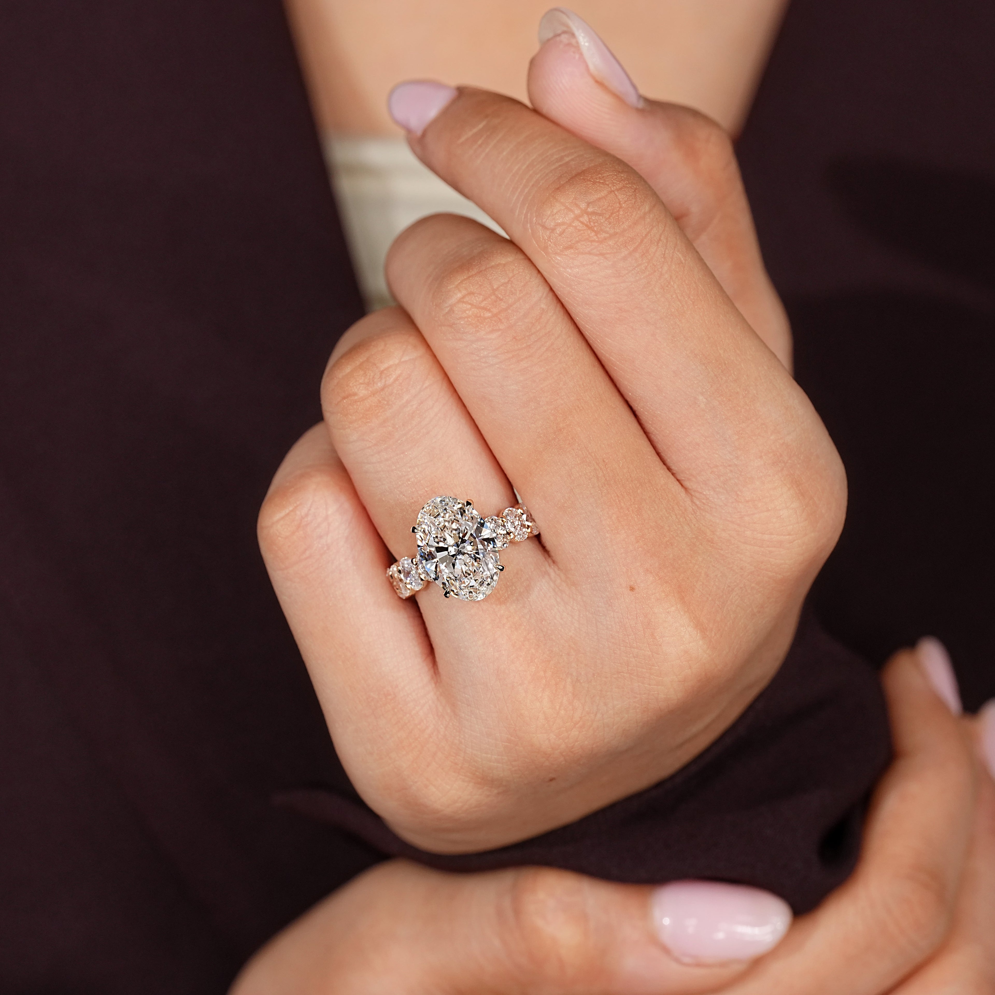 Oval Engagement Ring with Four Claw Prong Setting