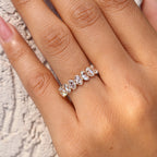 Oval Rose Cut Diamond Eternity Band with Shared Prong