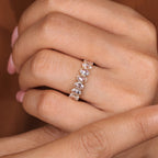 Oval Rose Cut Diamond Eternity Band with Shared Prong