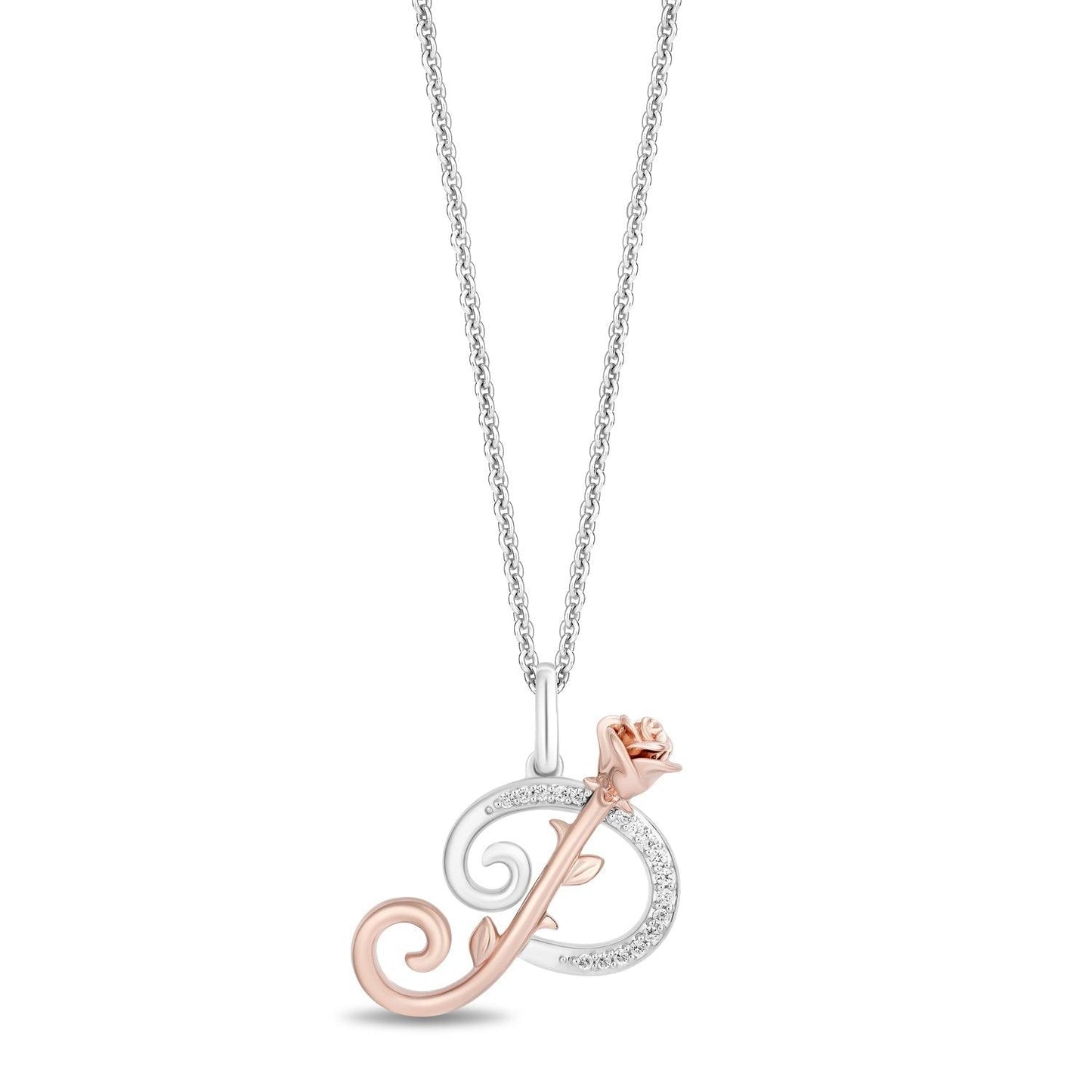 Enchanted Disney Fine Jewelry Diamonds Alphabet A to Z Belle Pendant Necklace