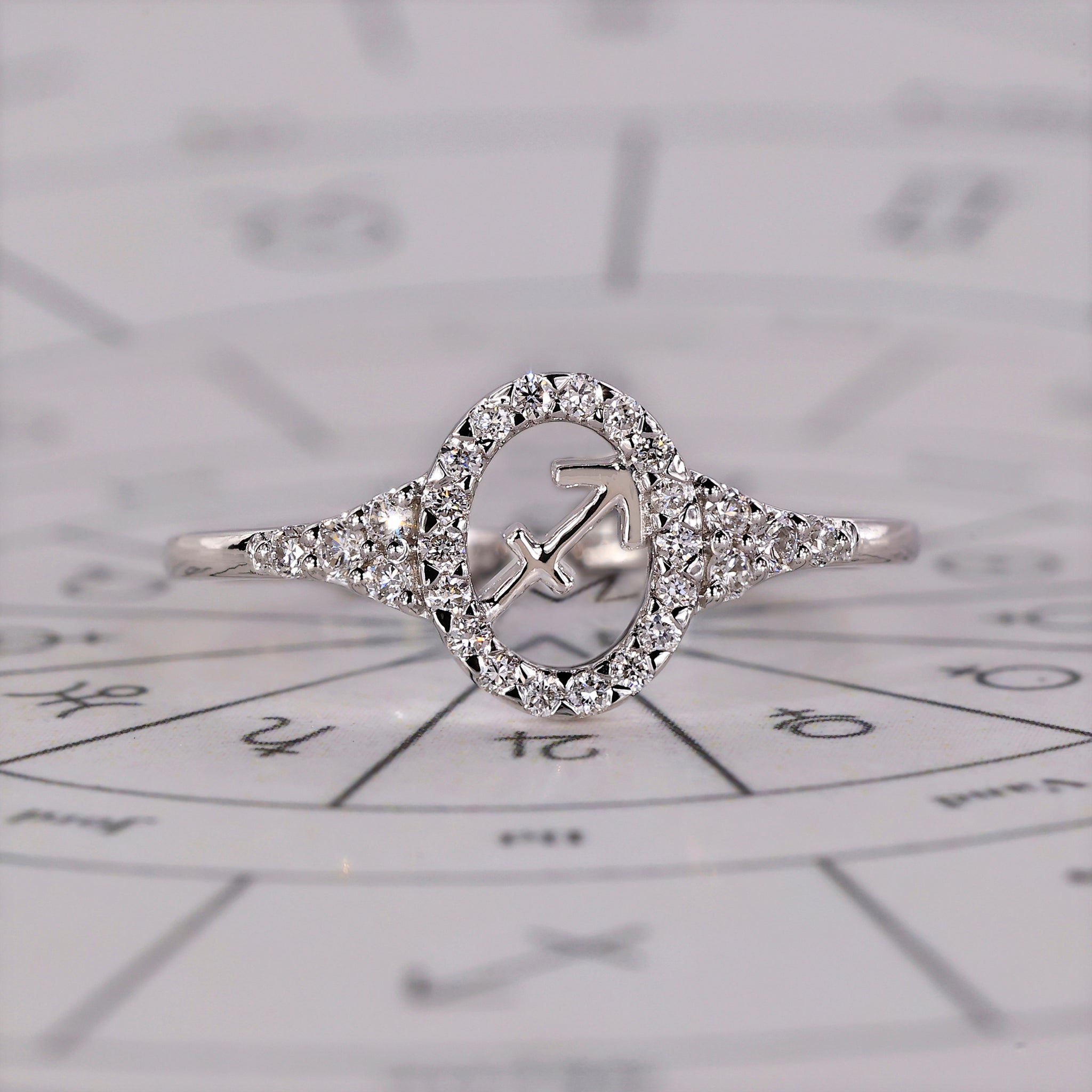 Sagittarius Ring With Round Cut Halo Design