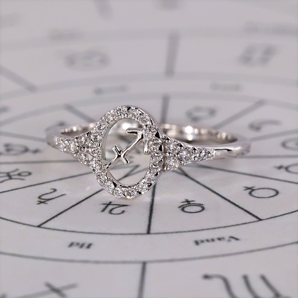 Sagittarius Ring With Round Cut Halo Design