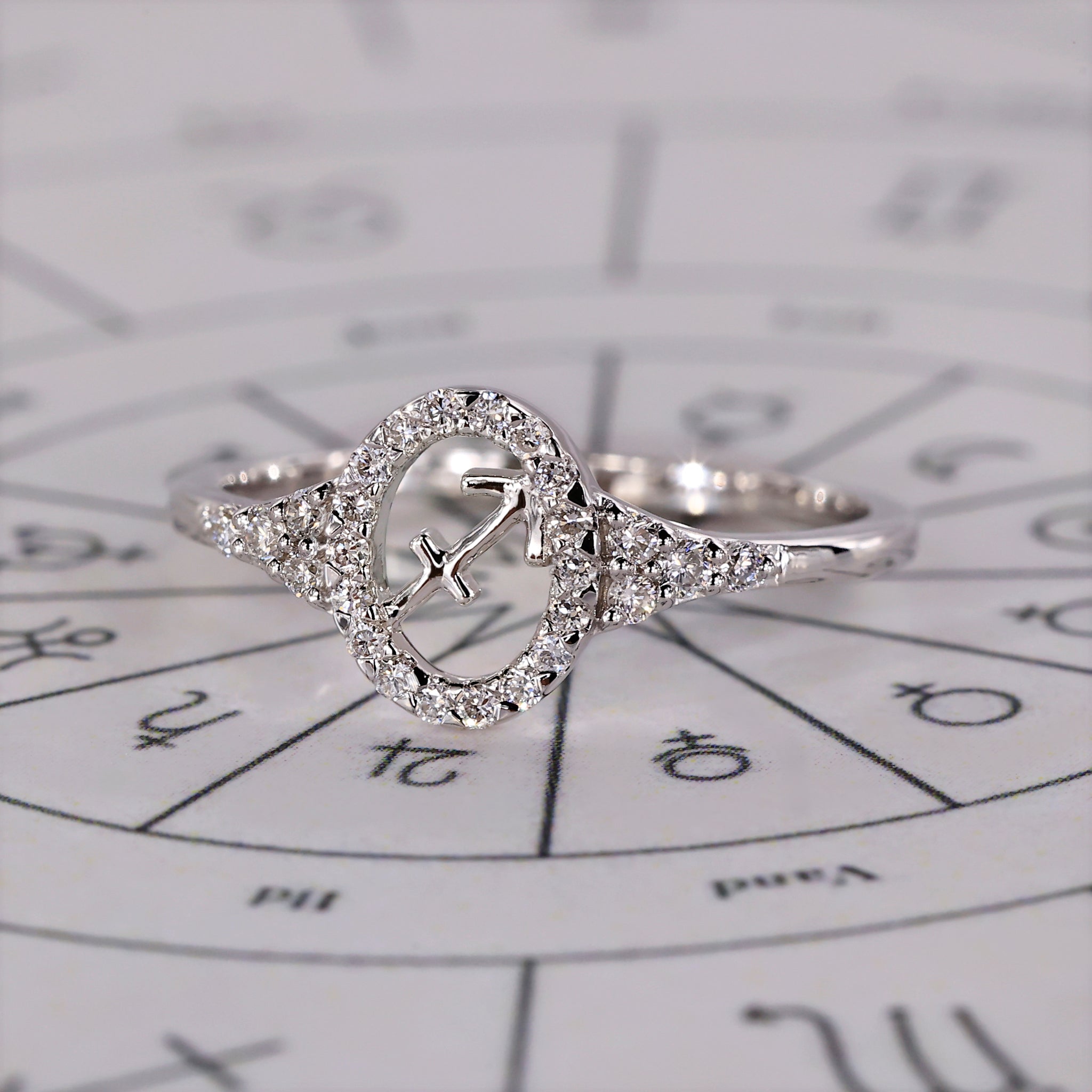 Sagittarius Ring With Round Cut Halo Design