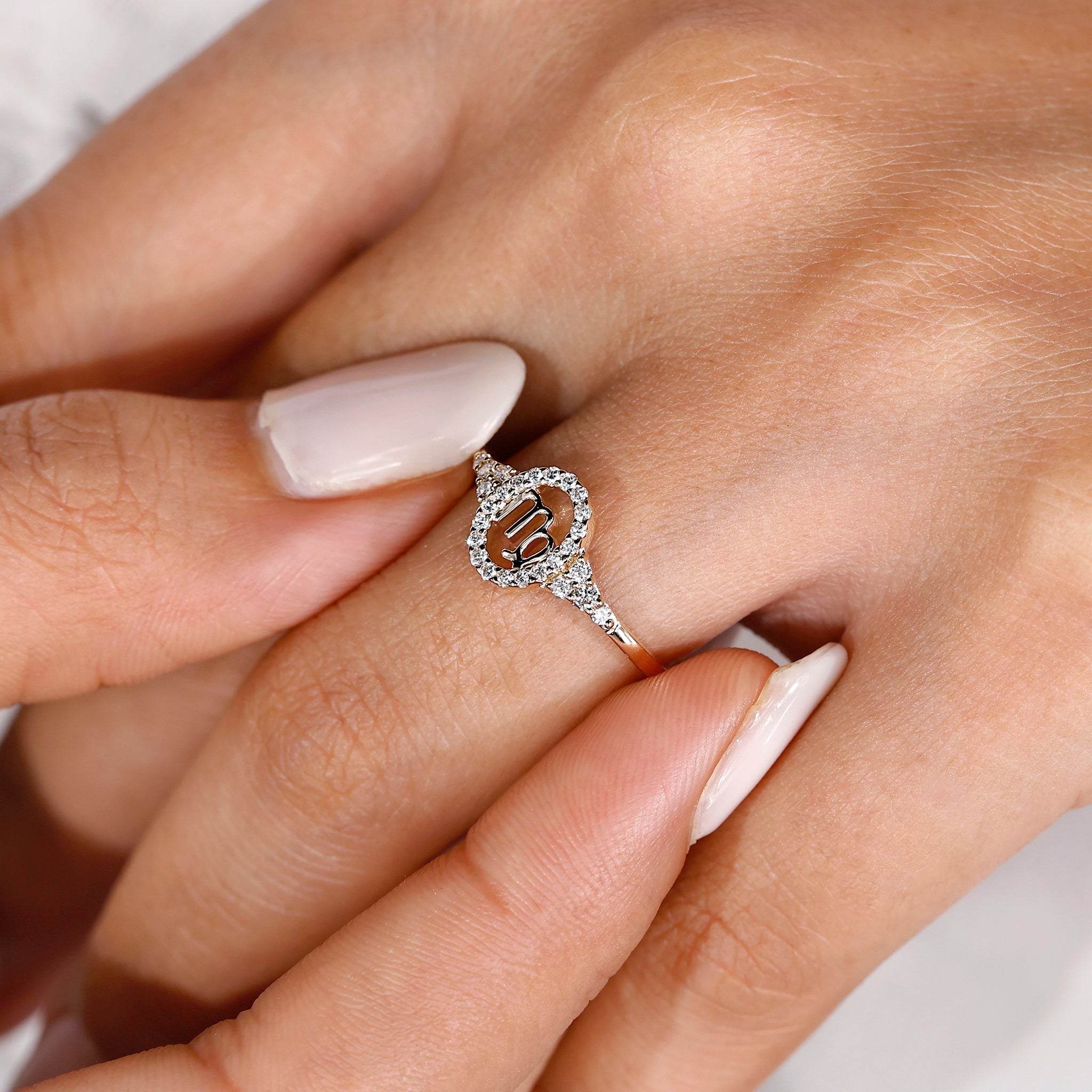 Virgo Ring With Round Side Stone Design Main image