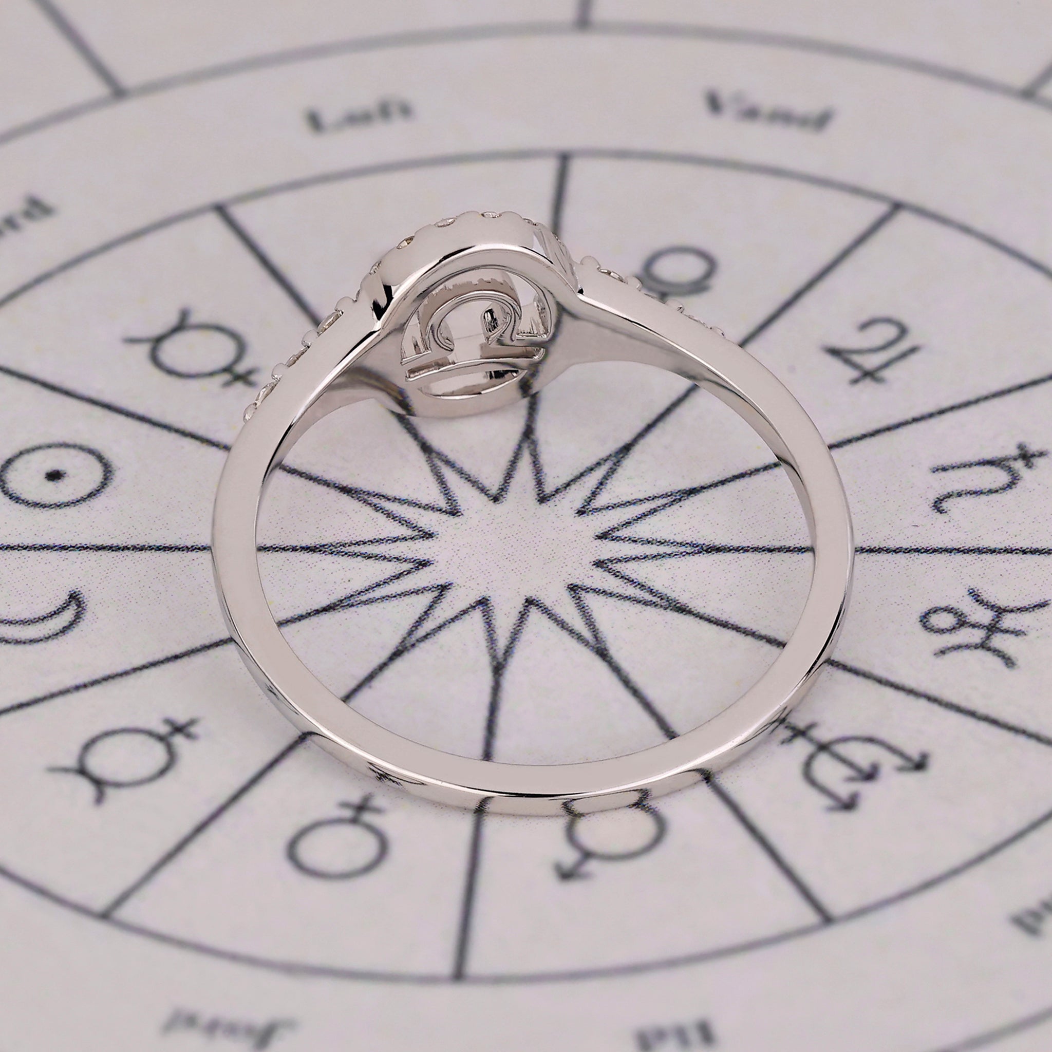 Libra Ring In Round Diamond Halo Style