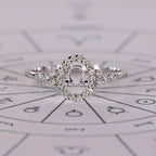 Libra Ring In Round Diamond Halo Style