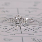 Libra Ring In Round Diamond Halo Style