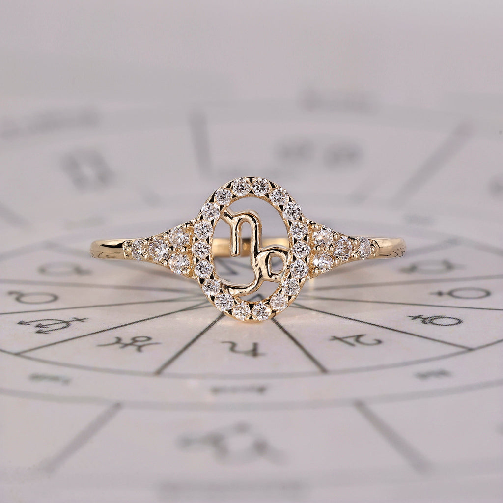 Capricorn Ring With Halo Design