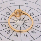 Yellow Gold Cancer Ring With Round Side Stone