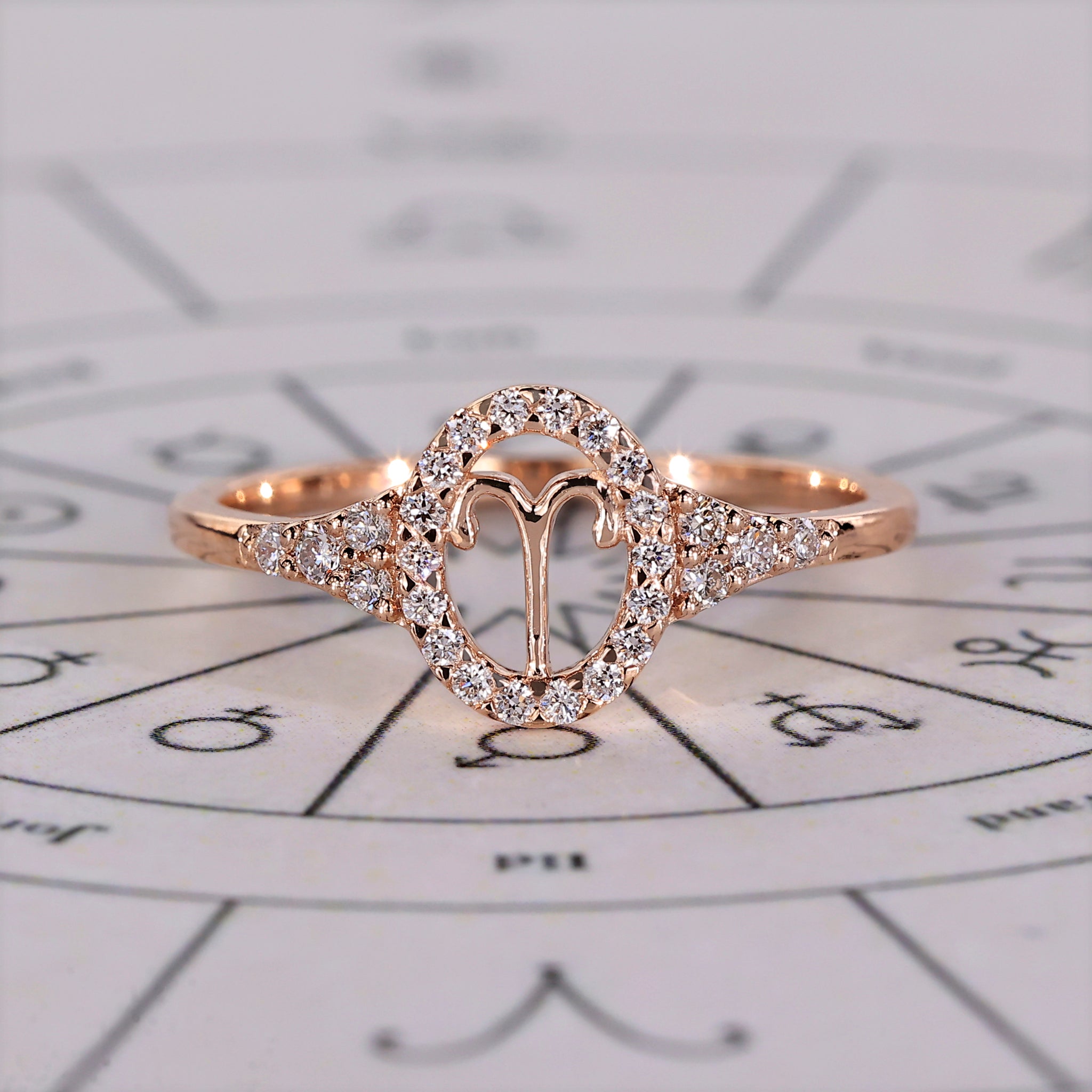 Aries Ring With Round Side Stone And Halo Style
