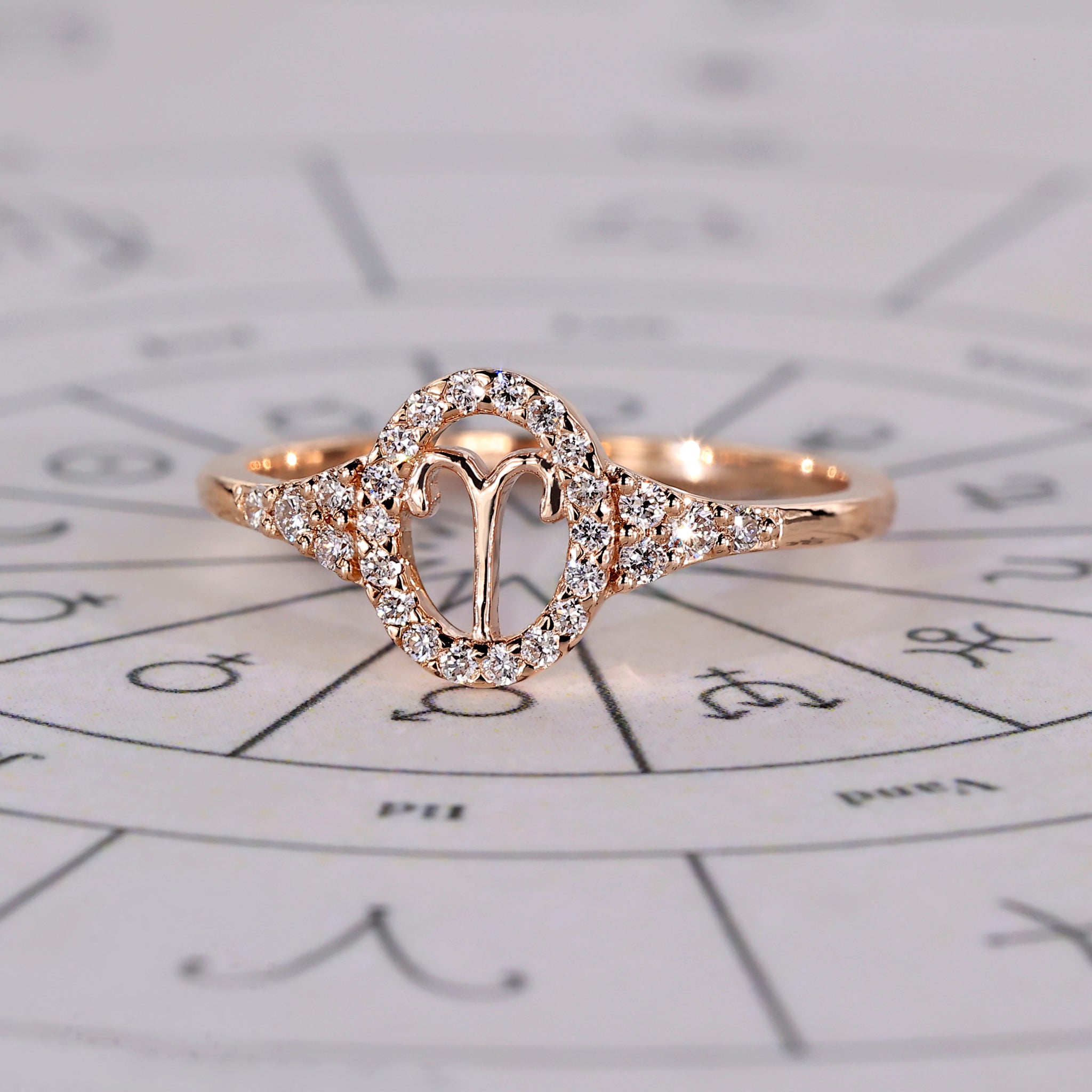 Aries Ring With Round Side Stone And Halo Style