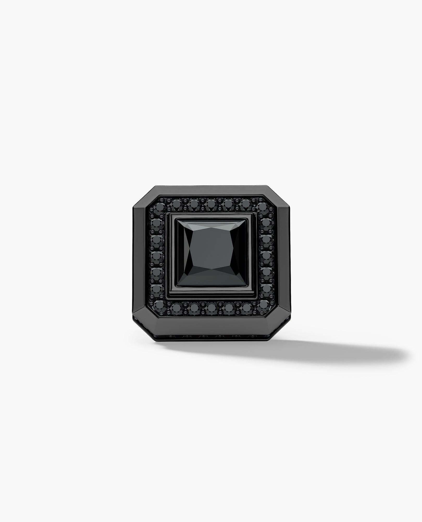 HALO EverBlak Gold Princess Cut Single Stud Earring with 0.55ct - 1.40ct Black Diamonds