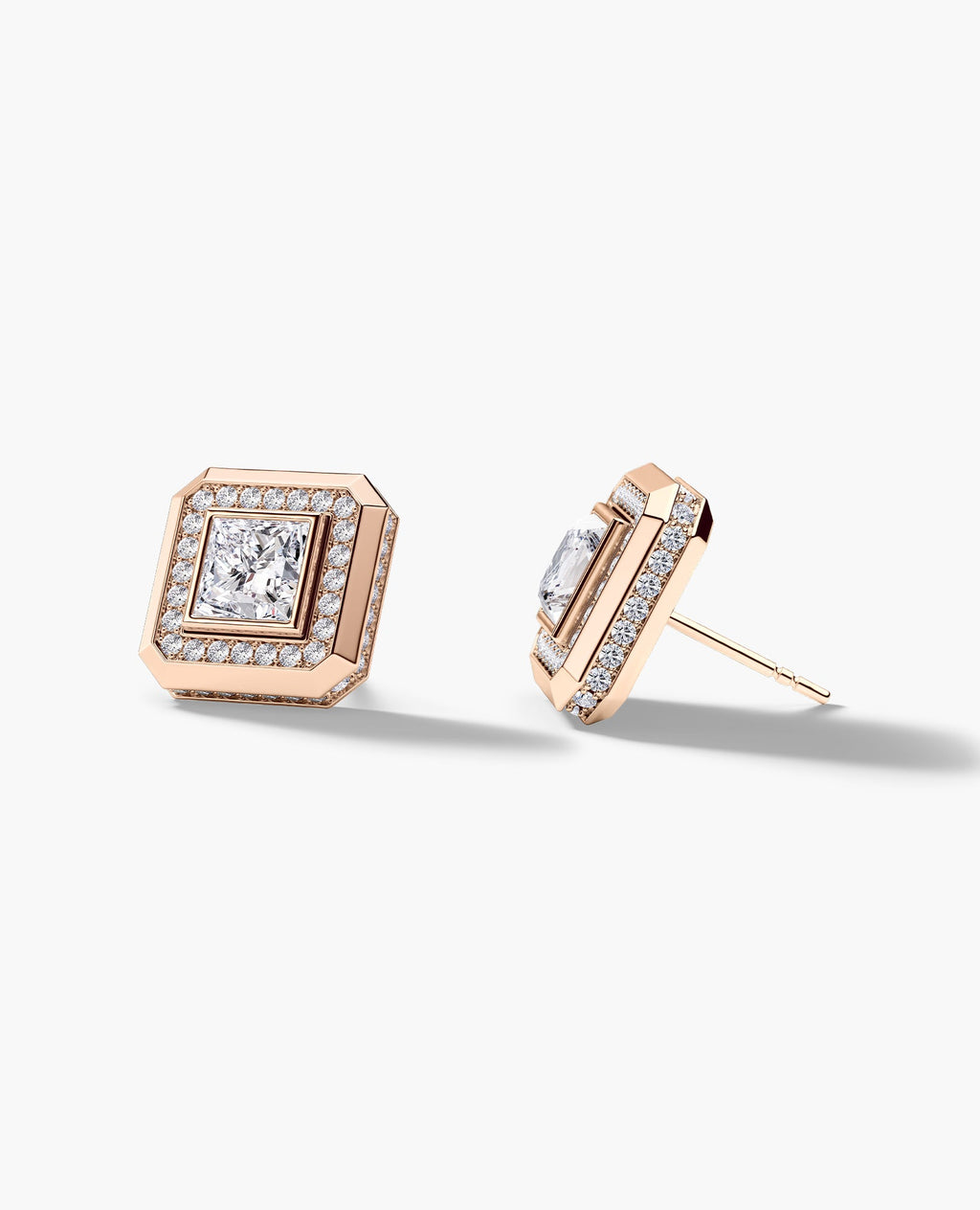 HALO Gold Princess Cut Single Stud Earring with 0.55ct - 1.40ct Diamonds