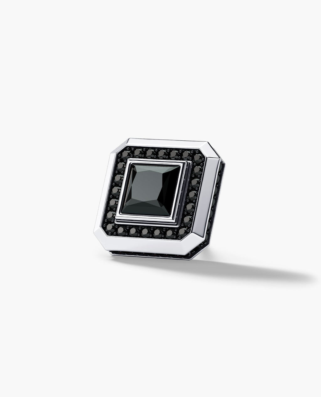 HALO Gold Princess Cut Single Stud Earring with 0.55ct - 1.40ct Black Diamonds