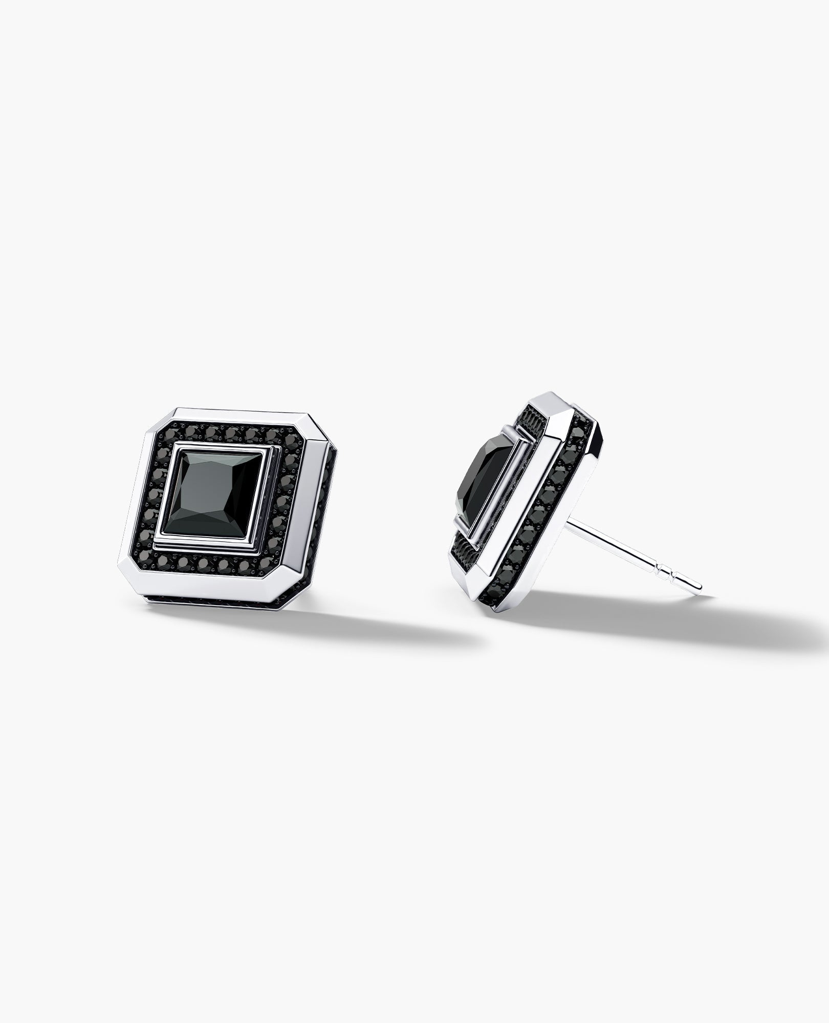 HALO Gold Princess Cut Single Stud Earring with 0.55ct - 1.40ct Black Diamonds