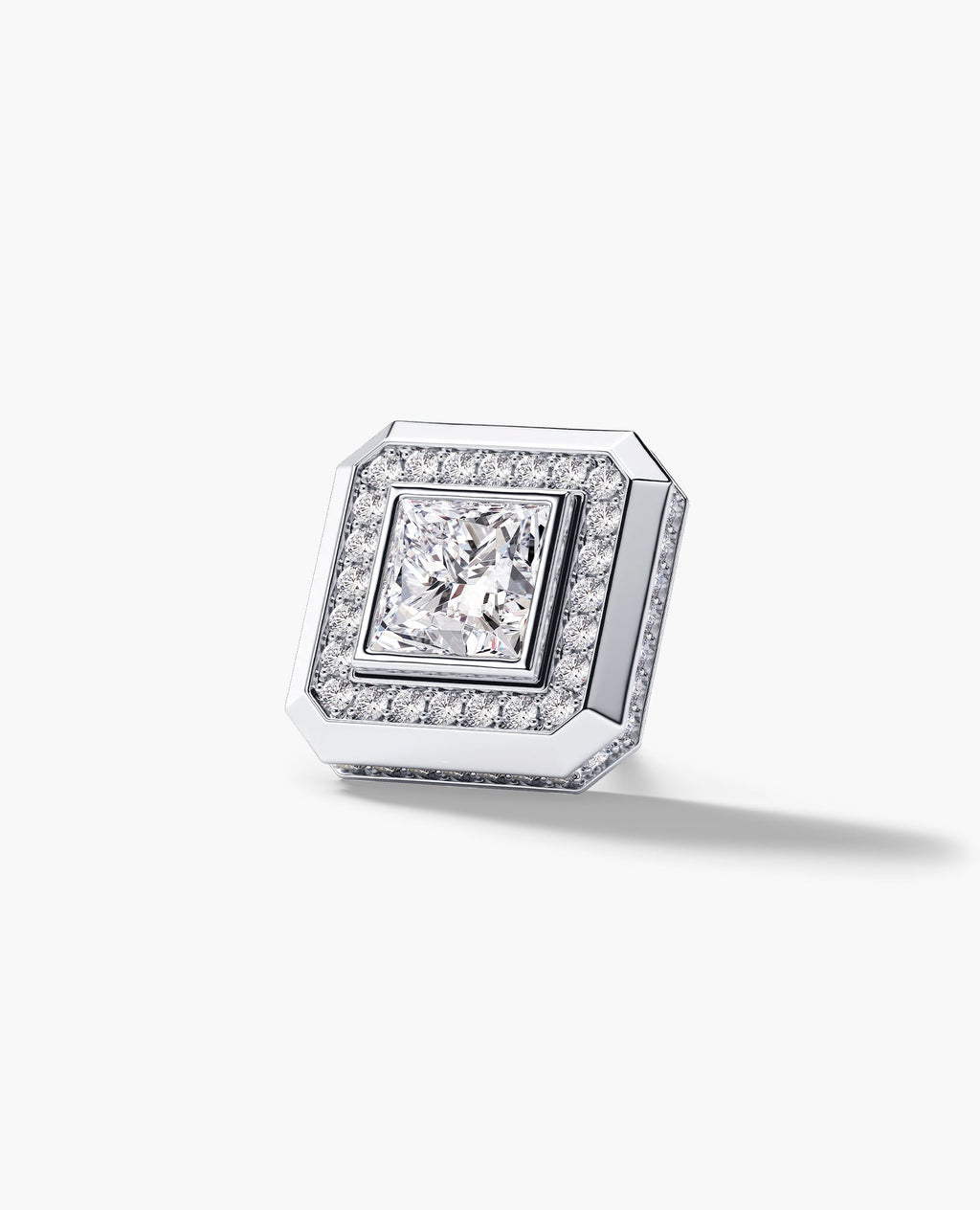 HALO Gold Princess Cut Single Stud Earring with 0.55ct - 1.40ct Diamonds