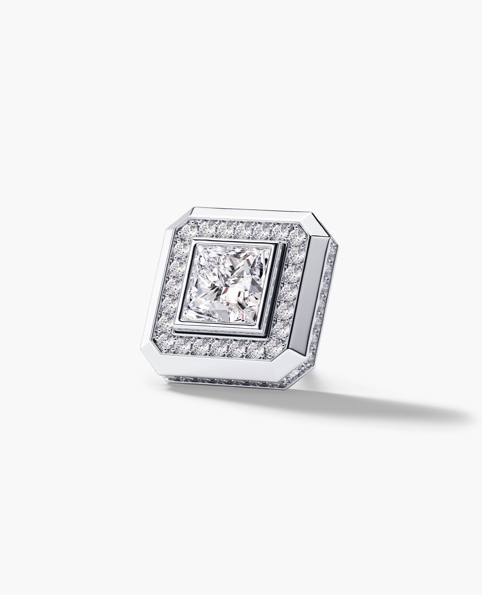 HALO Gold Princess Cut Single Stud Earring with 0.55ct - 1.40ct Diamonds