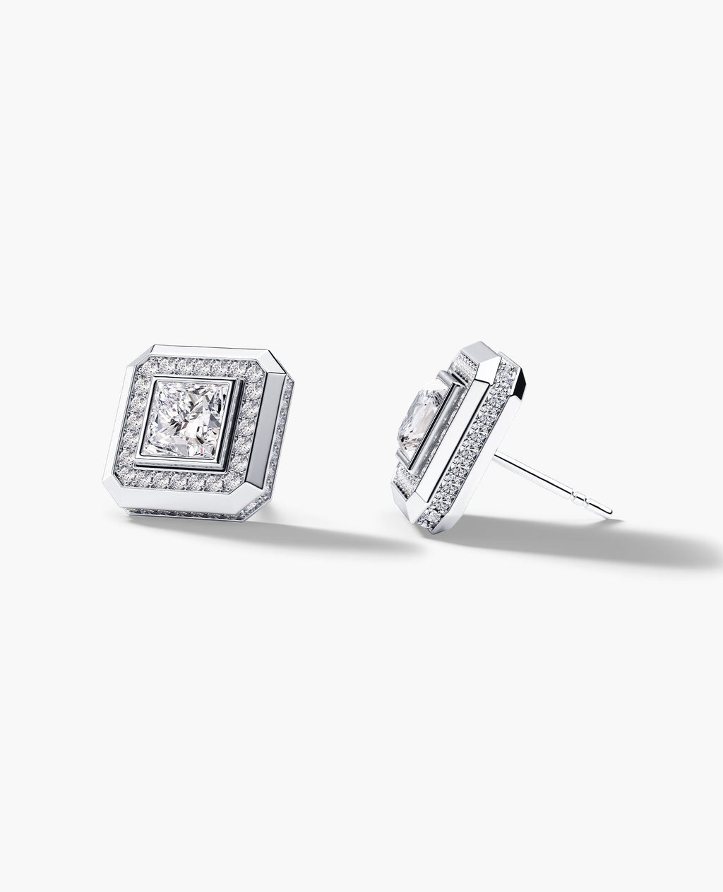 HALO Gold Princess Cut Single Stud Earring with 0.55ct - 1.40ct Diamonds