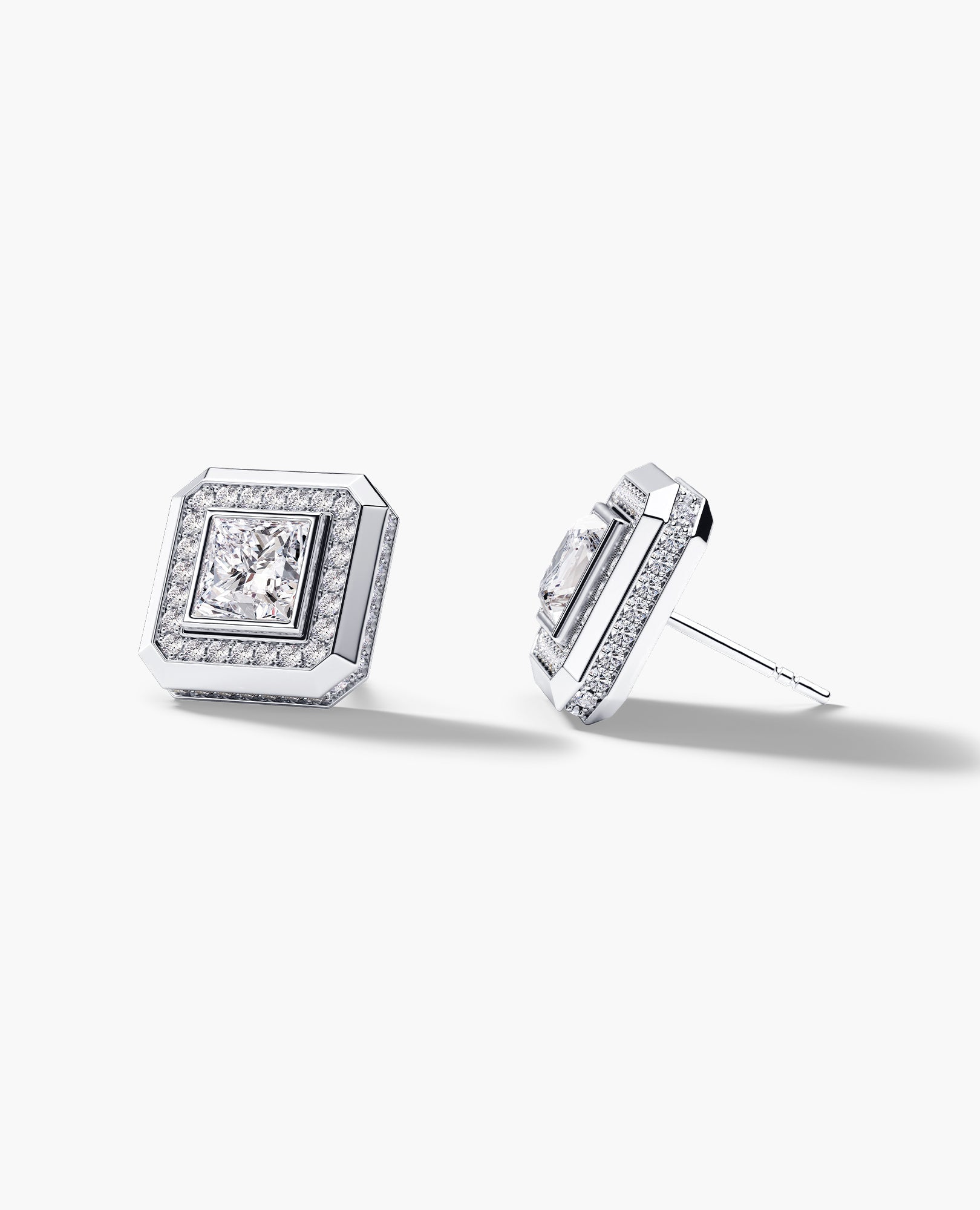 HALO Gold Princess Cut Single Stud Earring with 0.55ct - 1.40ct Diamonds