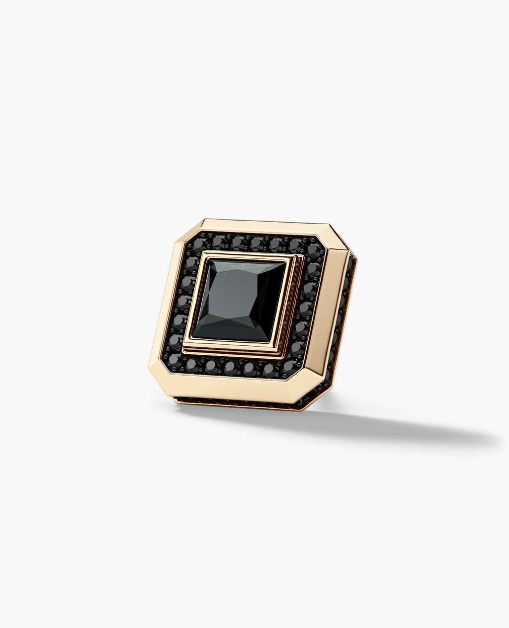 HALO Gold Princess Cut Single Stud Earring with 0.55ct - 1.40ct Black Diamonds