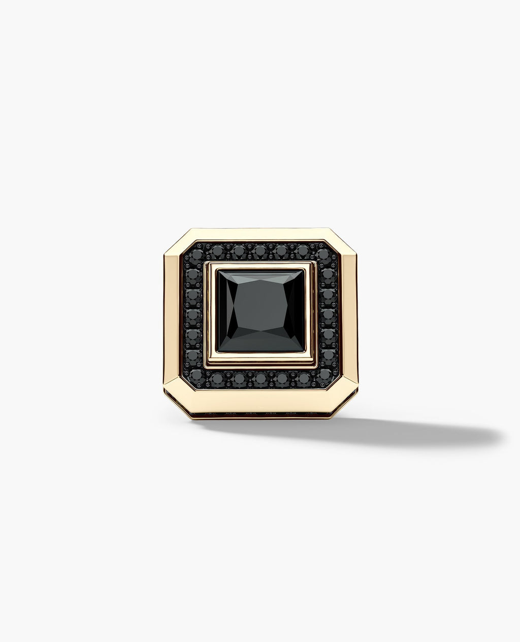 HALO Gold Princess Cut Single Stud Earring with 0.55ct - 1.40ct Black Diamonds
