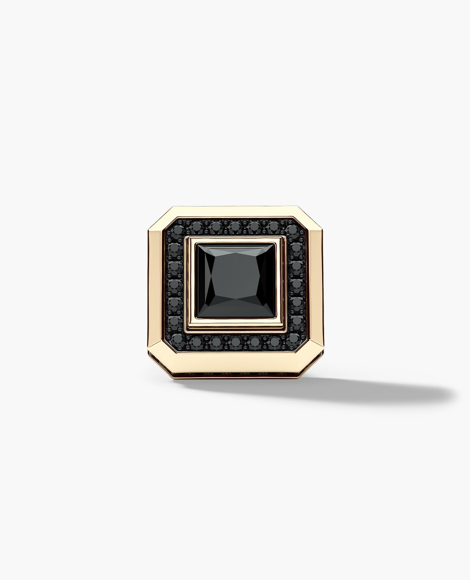 HALO Gold Princess Cut Single Stud Earring with 0.55ct - 1.40ct Black Diamonds