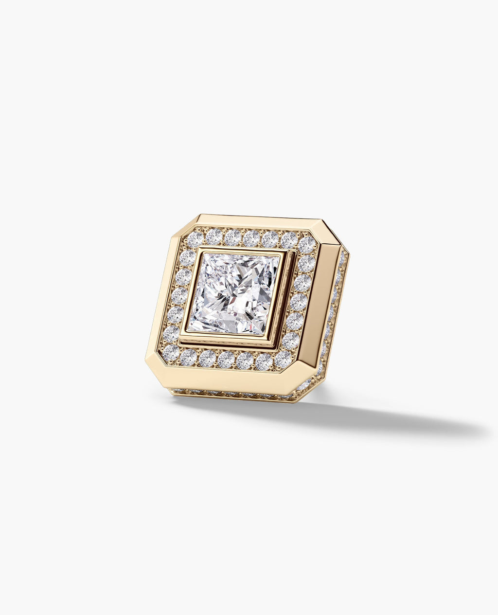 HALO Gold Princess Cut Single Stud Earring with 0.55ct - 1.40ct Diamonds
