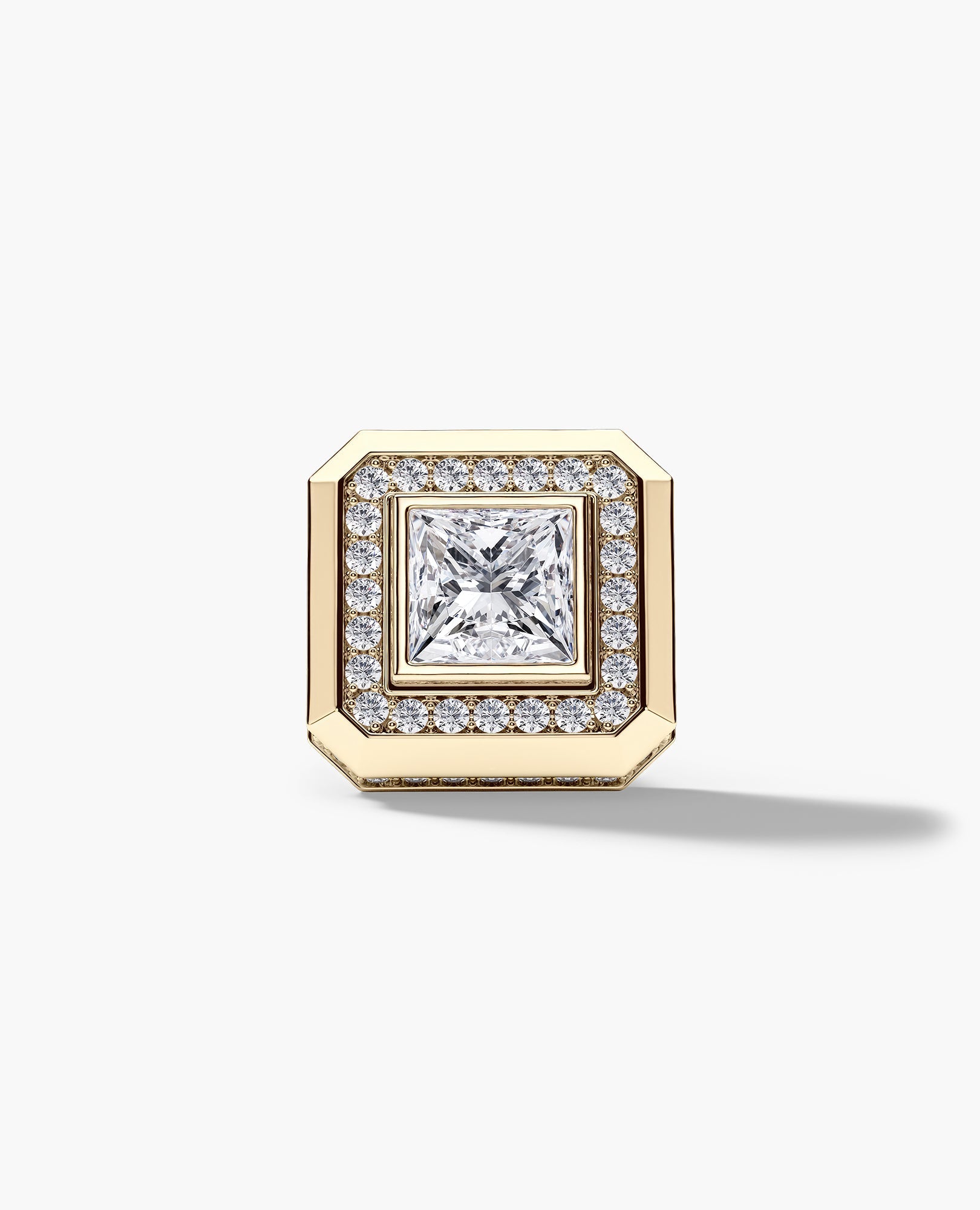 HALO Gold Princess Cut Single Stud Earring with 0.55ct - 1.40ct Diamonds