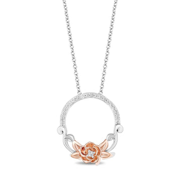 Disney Fine Jewelry 14K Rose Gold over Sterling Silver Rose Pendant Necklace