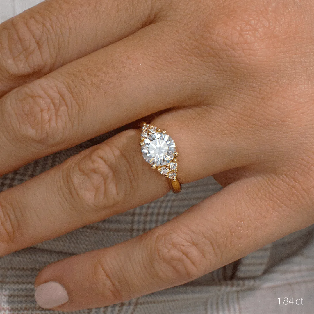 1.84  CT Round Moissanite Cluster Engagement Ring