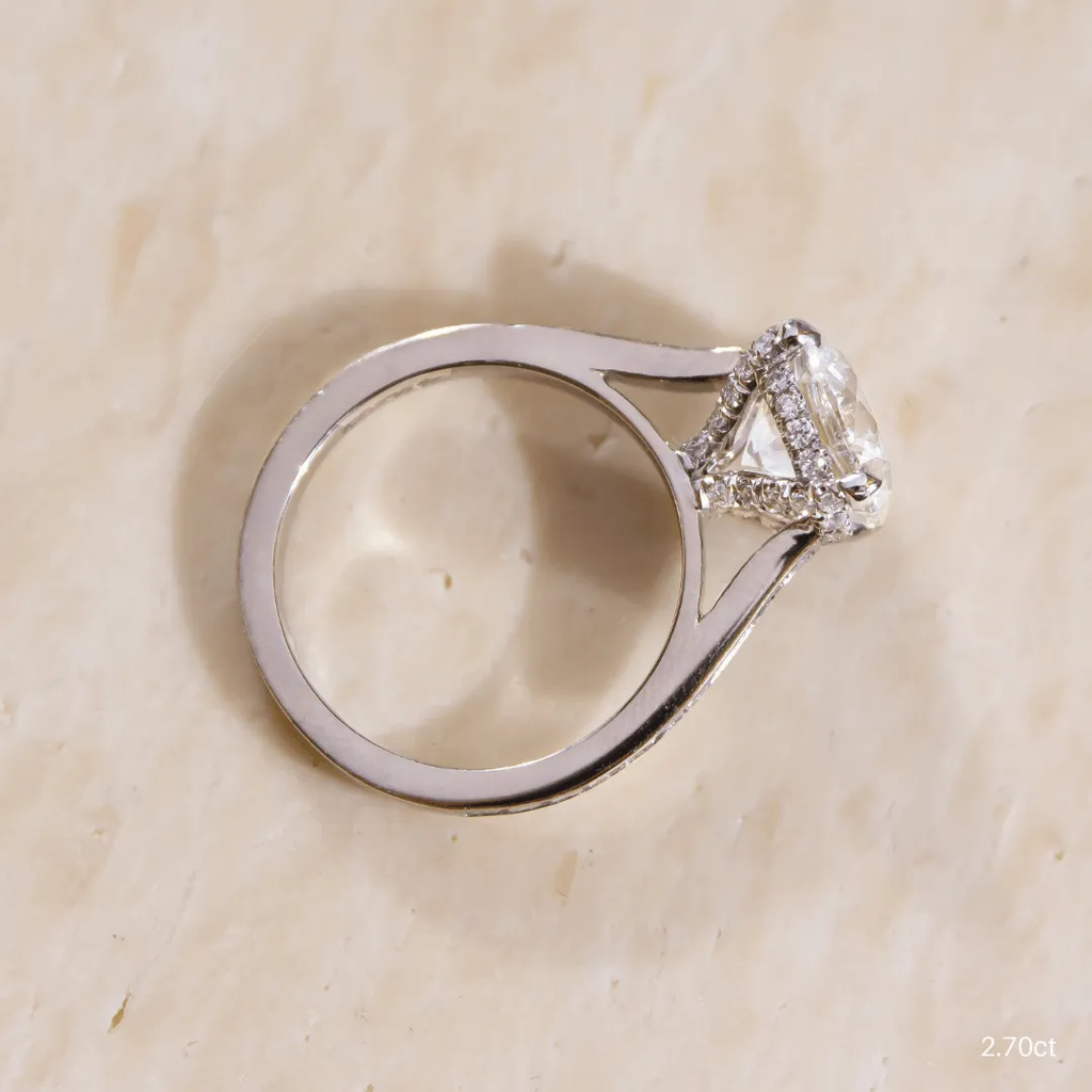 2.70 CT Round Moissanite Hidden Halo Engagement Ring