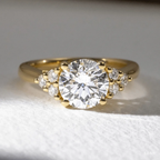 1.84 CT Round Cut Moissanite Cluster Style Engagement Ring