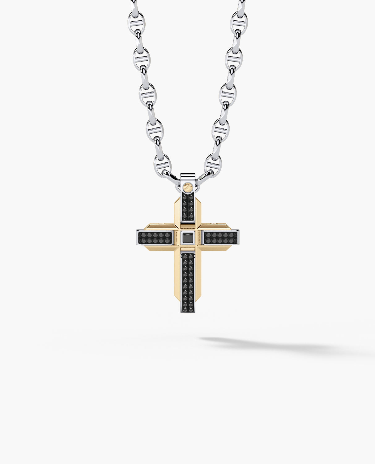 CROSS Two-Tone Gold Pendant with 0.60ct Black Diamonds